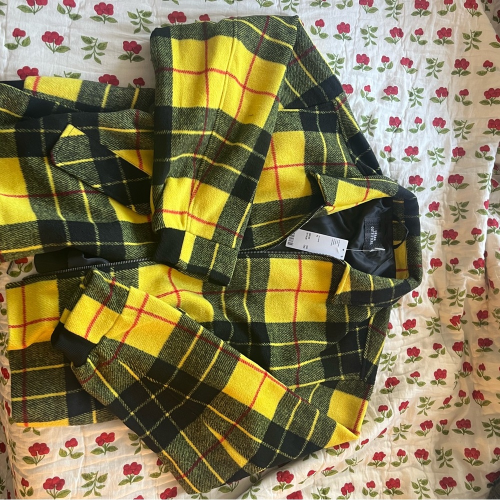 Urban Outfitters Yellow and Black Checkered Jacket